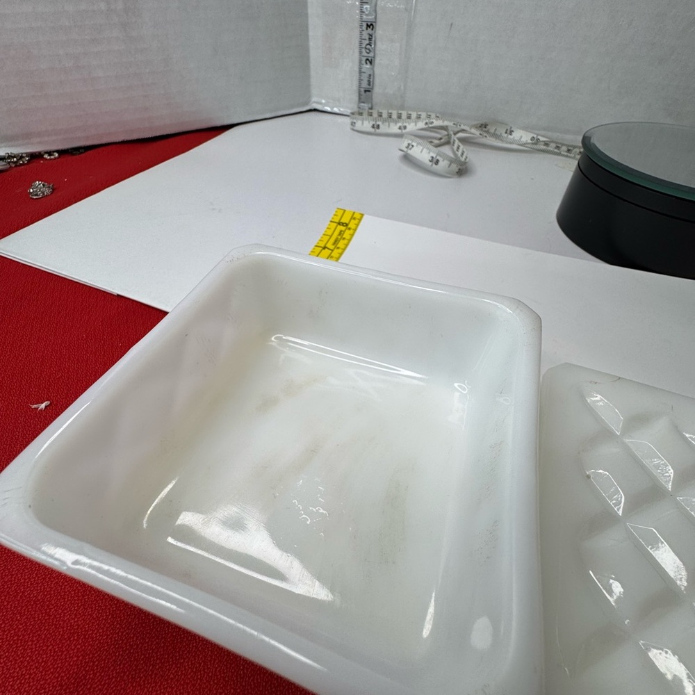 Anchor Hocking white opaque milk glass covered 4” square powder or trinket - Picture 6 of 13